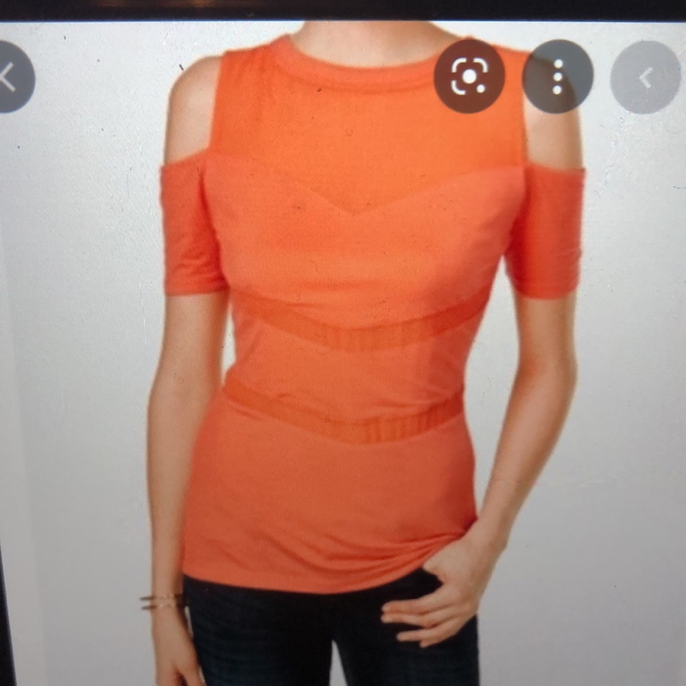 GUESS Orange Cold Shoulder Top